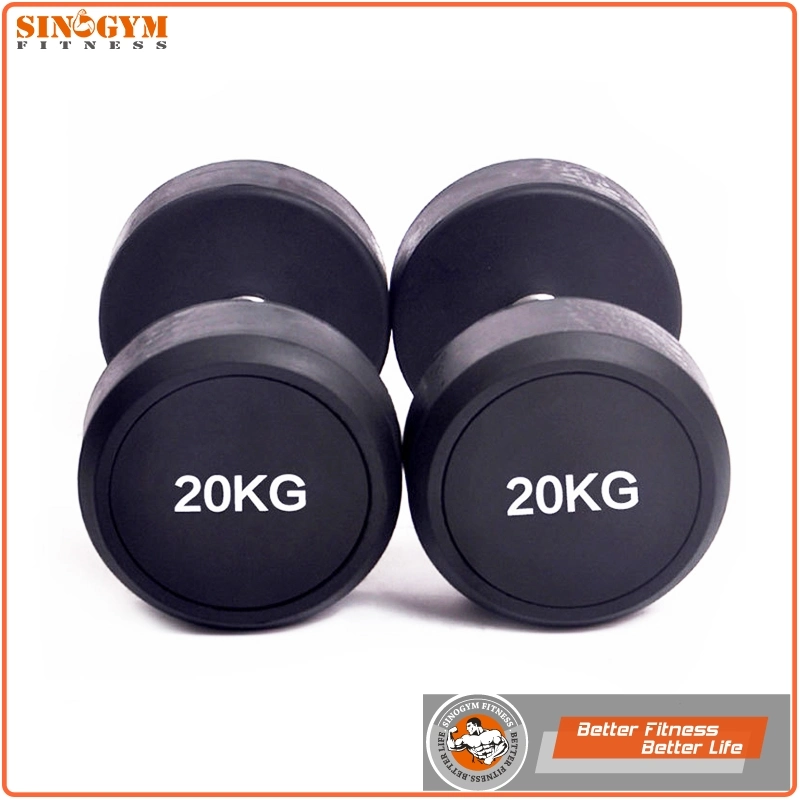 Black Rubber Coated Round End Knurling Grip Dumbbell