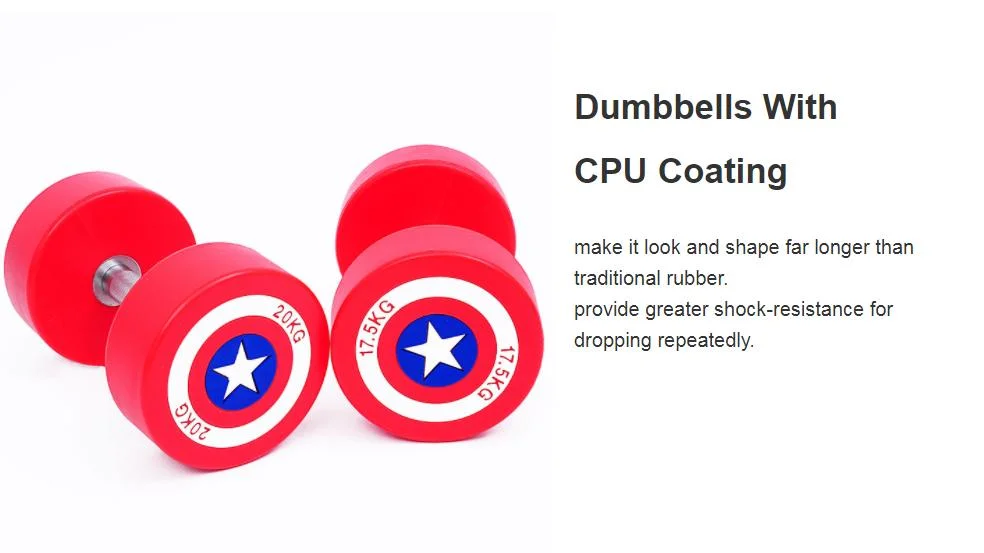 Peakpower 2~40kg Captain America Gym Equipment Stress PU Dumbbell