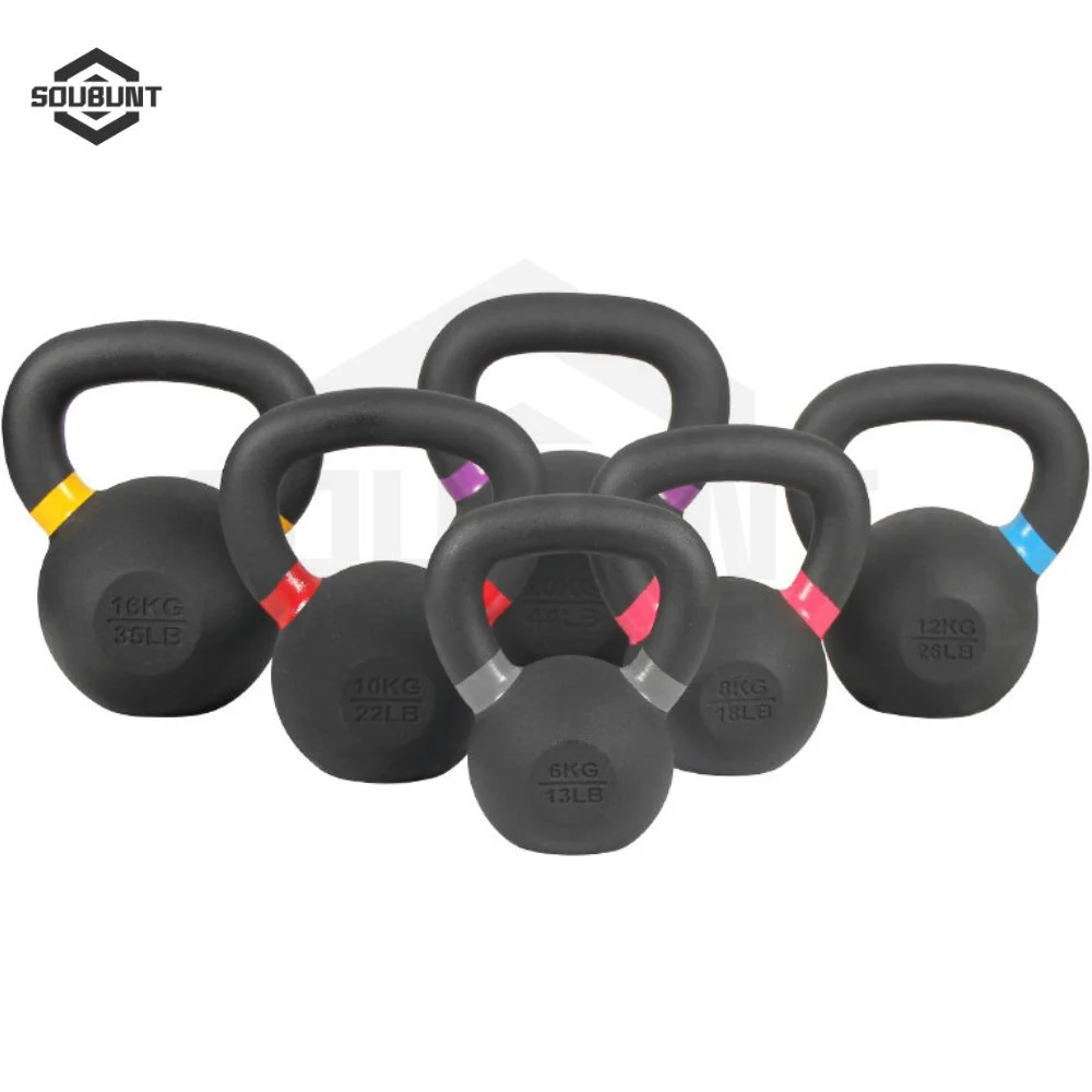 Strength Training Electrostatic Spray Coating Film-Coated Sand-Cast Iron Colorful Handles Kettlebell