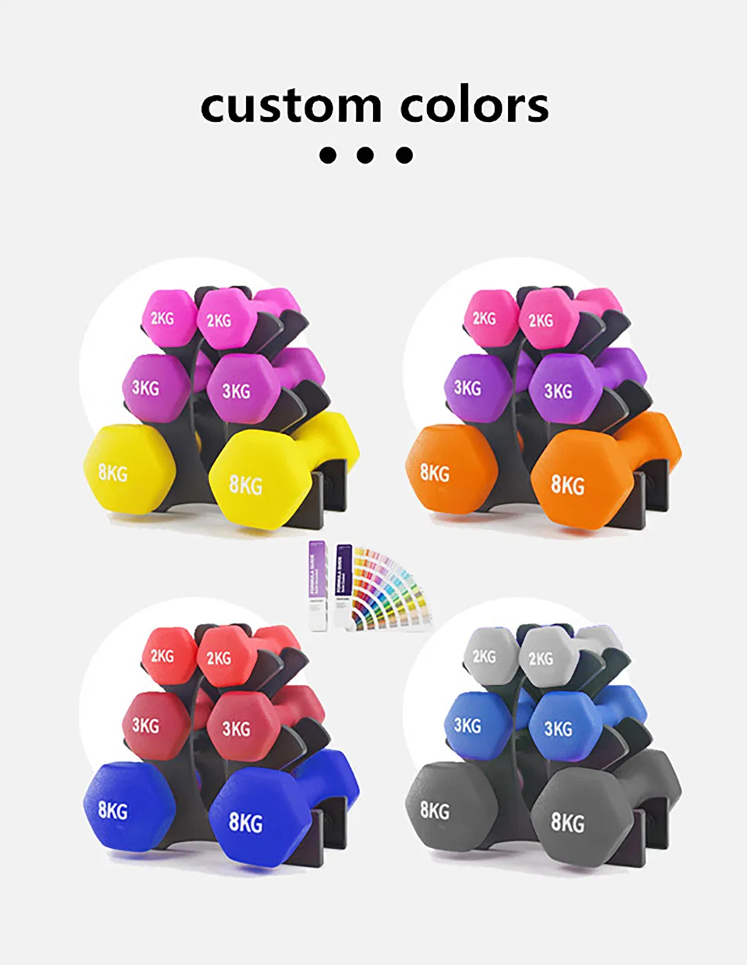 Hot Sells Colorful Neoprene Coated Hand Weight Set with Rack Light Weights Workout Neoprene Dumbbell