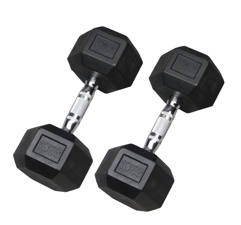 High Quality Gym Fitness Hexagonal Dumbbell Weight Lifting Rubber Coated Dumbbell Hex Dumbbell