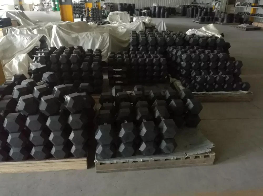 Fixed Rubber Coated Hex Dumbbell Free Weight Gym Equipment