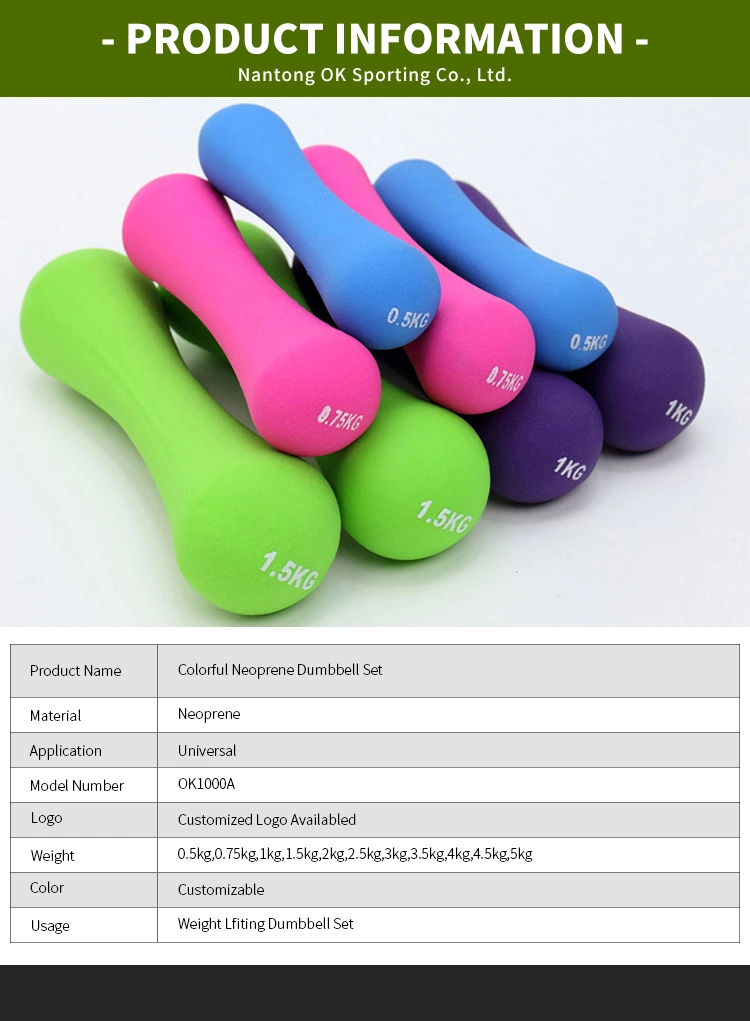 Colorful Custom Neoprene Fitness Yoga Workout Waterproof Hex Dumbbells Set for Women