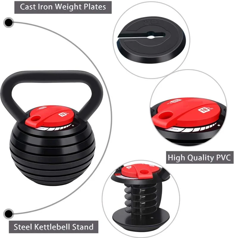 Solid/Protective Rubber Base Cast Iron Kettlebell Weights Great for Full Body Workout and Strength Training and 10-40lbs Adjustable Kettlebell Weights Set.