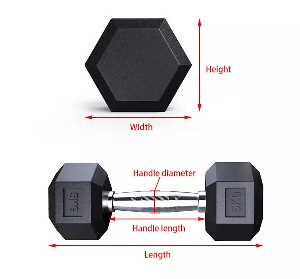Home Gym Equipment Weight Lifting Hex Rubber Dumbbell