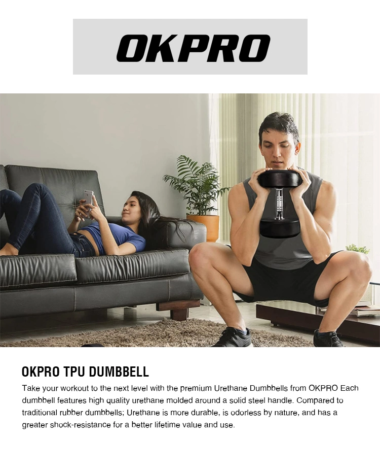 Okpro Free Weight Urethane Dumbbells Weight Lifting Square PU Dumbbell