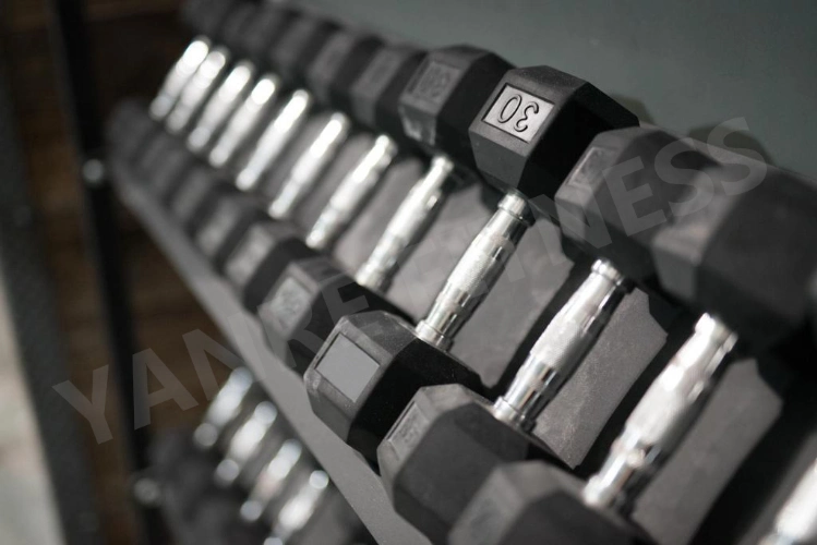 Wholesale Gym Weights Fitness Equipment Accessories Functional Training Rubber Coated Hex Dumbbell