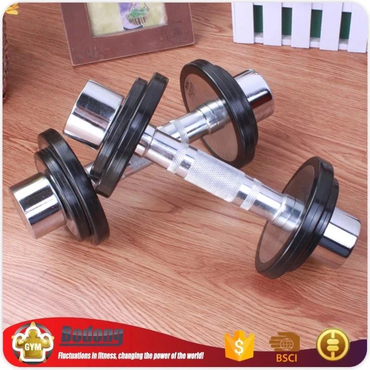 Black Body Building Gym Equipments Weight Lifting Iron and Rubber Dumbbell Set