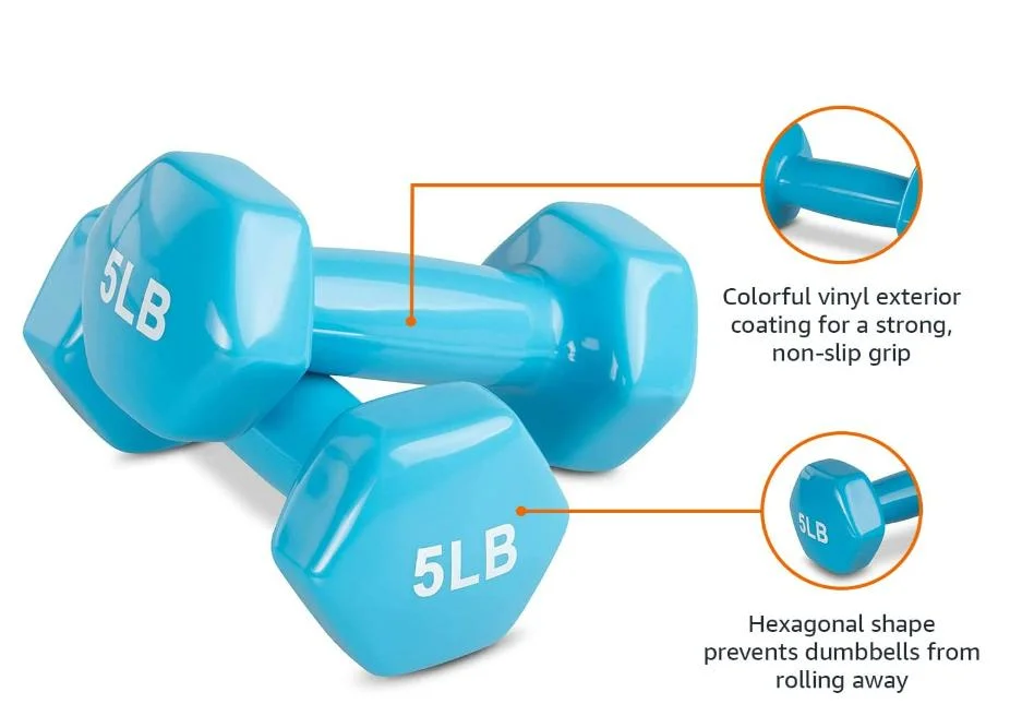 Basics Vinyl Coated Hand Weight Pair Set of 2 5lb Dumbbell