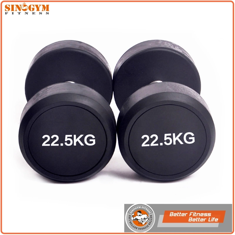 Black Rubber Coated Round End Knurling Grip Dumbbell