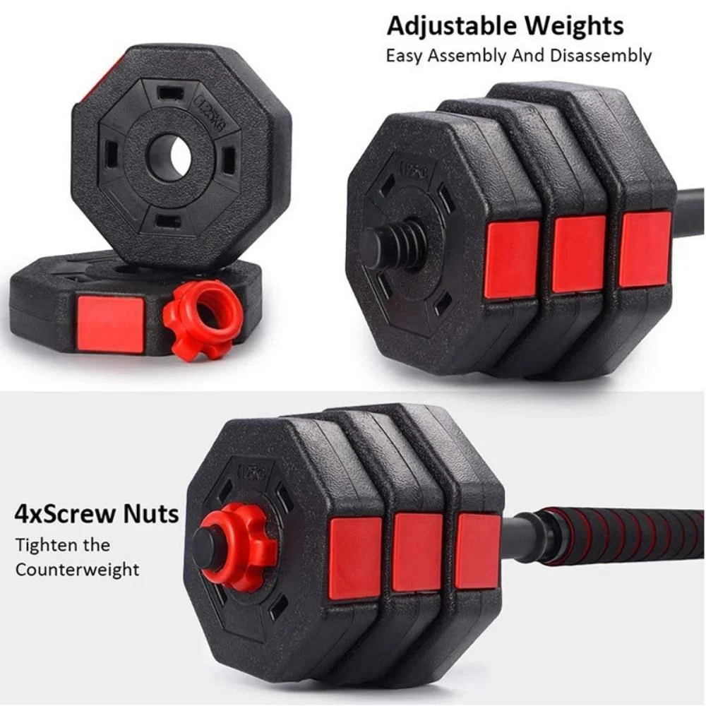 Adjustable Weight Plate with Crank Barbells Fitness Dumbbell Set 2 in 1 Home Fitness Equipment for Men and Women Gym Workout Exercises Wyz19648