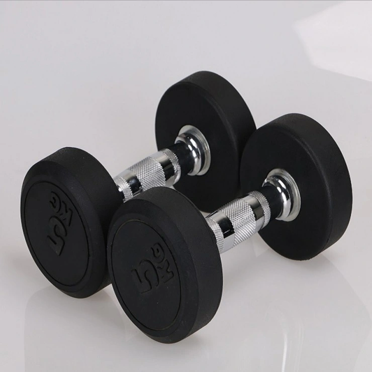 Hengqing Gym Machines Free Weight Black Fixed Rubber Dumbbell Set Weight Lifting Gym Dumbbell with Custom Logo