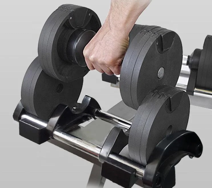 Patent Adjustable Dumbbell Custom Commercial Gym Fitness 20kg 32kg 2kg Increment Stand Adjustable Dumbbells New Model Dumbbell Set