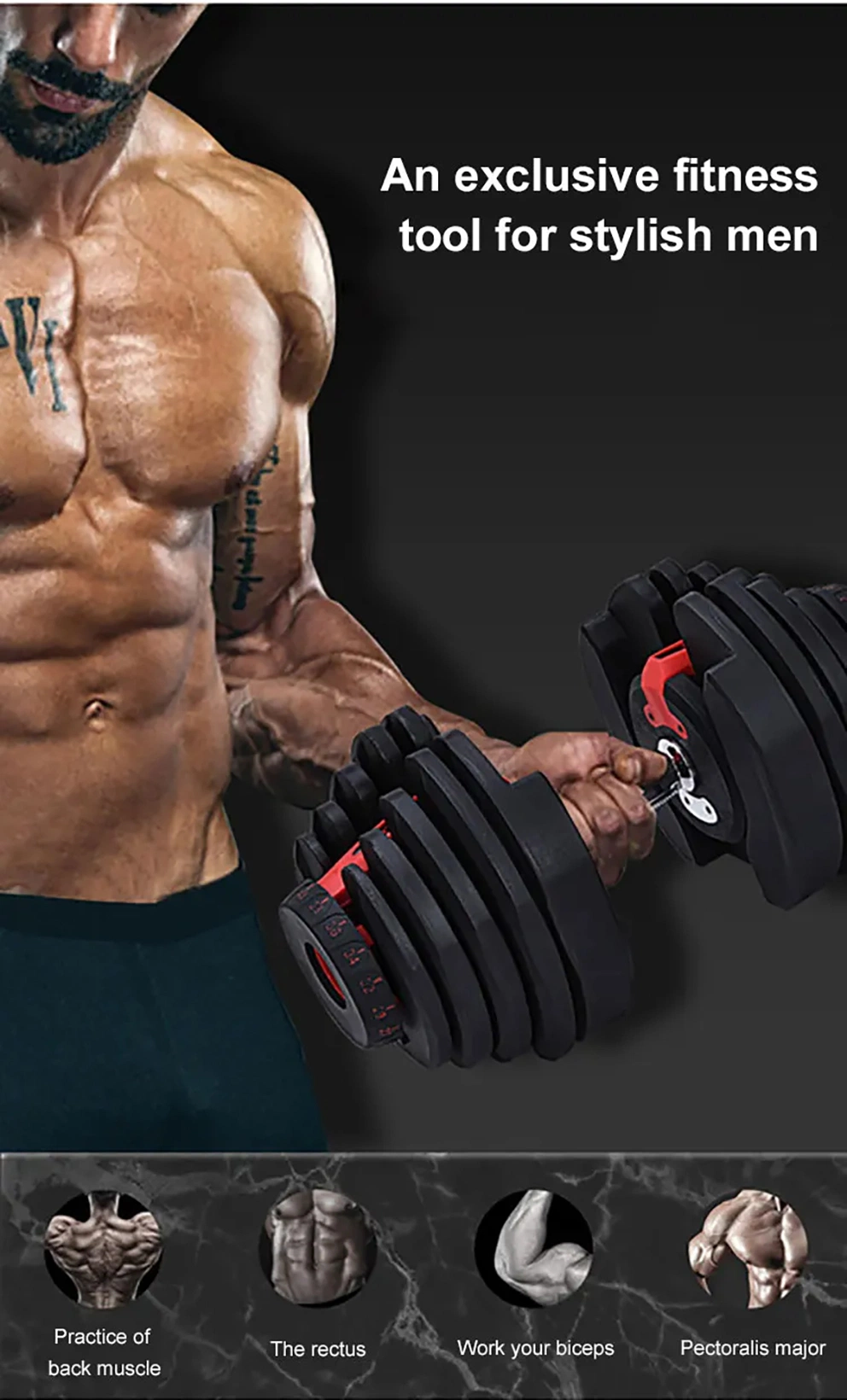 40kg Adjustable Dumbbells Set Exercise &amp; Fitness Fast Adjust Weight for Full Body