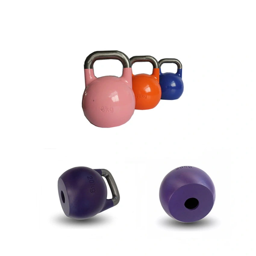 China Fitness 4kg 8kg 12kg 16kg 20kg 24kg 28kg 32kg Black PU Kettlebell Color PU Coated Kettlebell with Chrome Hand