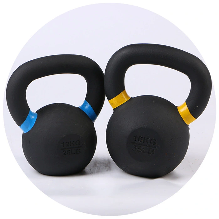 China Fitness 4kg 8kg 12kg 16kg 20kg 24kg 28kg 32kg Black PU Kettlebell Color PU Coated Kettlebell with Chrome Hand