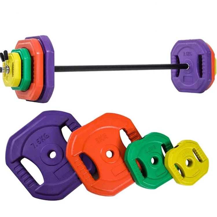 Adjustable Fitness Bumper Weight Plate Gym Weightlifting Barbell
