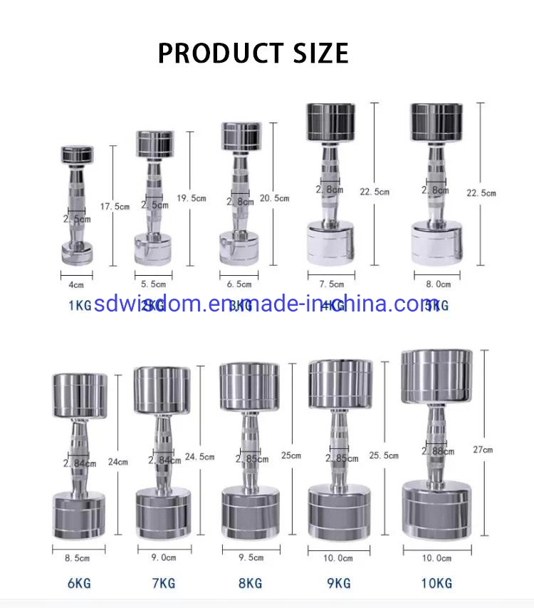 Customized Logo 2.5kg 80kg Commercial Home Stainless Steel Dumbbells