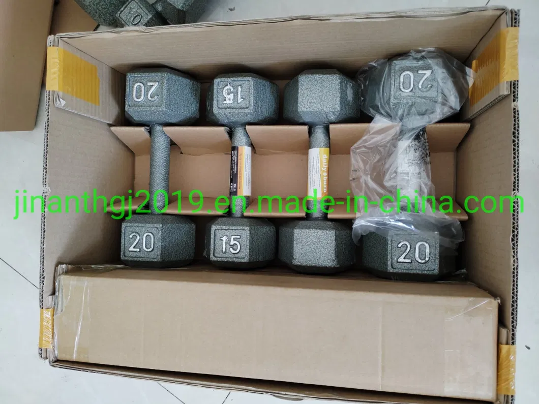 Rubber Coated Hex Casting Iron Dumbbell for Gym Workout Family Exercise