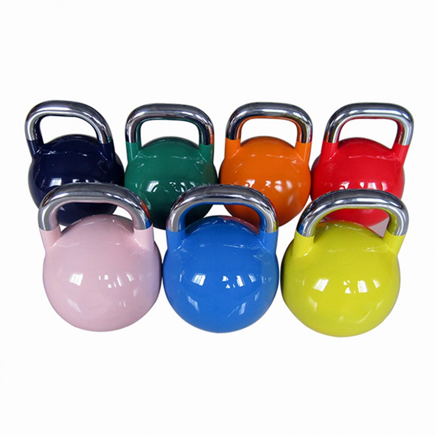 China Fitness 4kg 8kg 12kg 16kg 20kg 24kg 28kg 32kg Black PU Kettlebell Color PU Coated Kettlebell with Chrome Hand