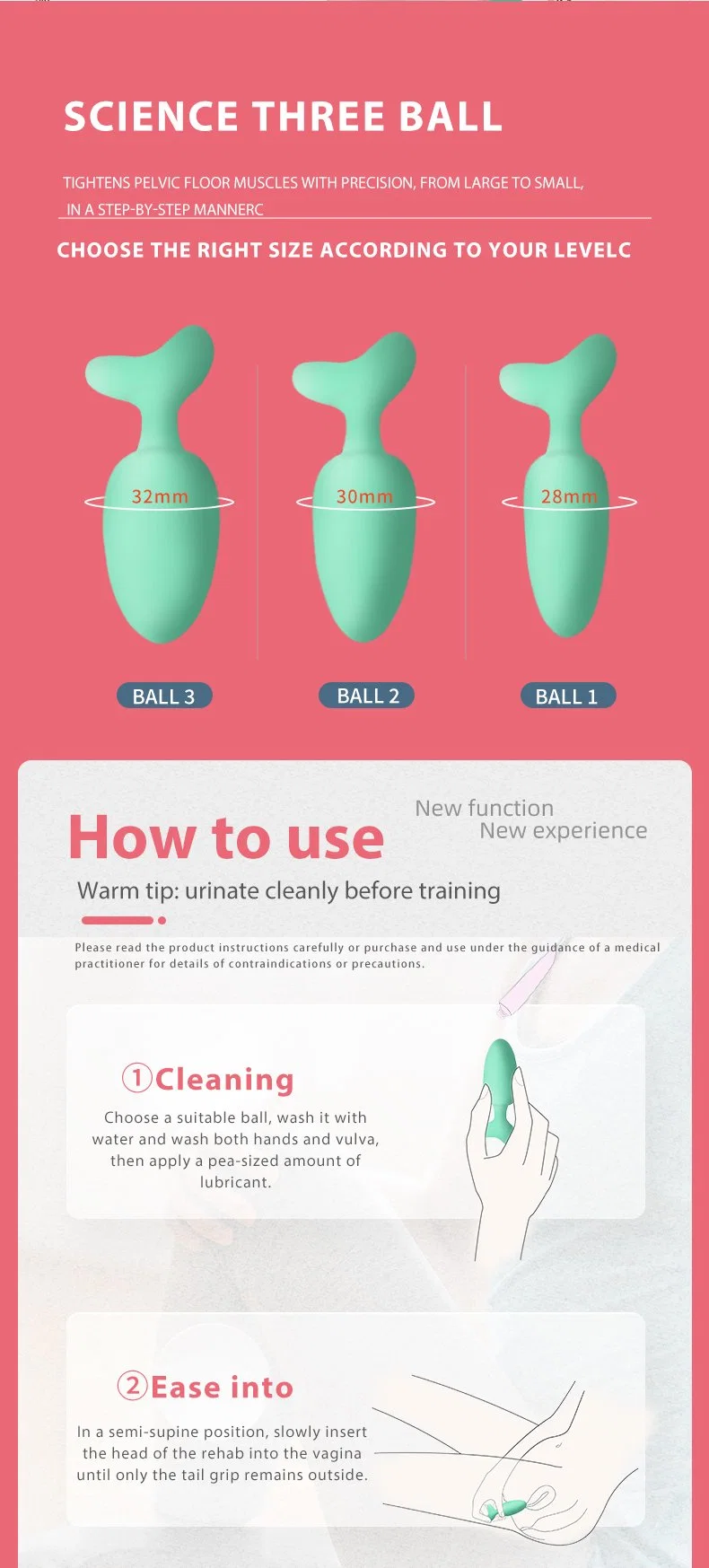 Silicone Ben Wa Kegel Balls Vaginal Dumbbell Vaginal Muscle Contraction Tightening Pelvic Floor Muscle Exercise Repair Trainer