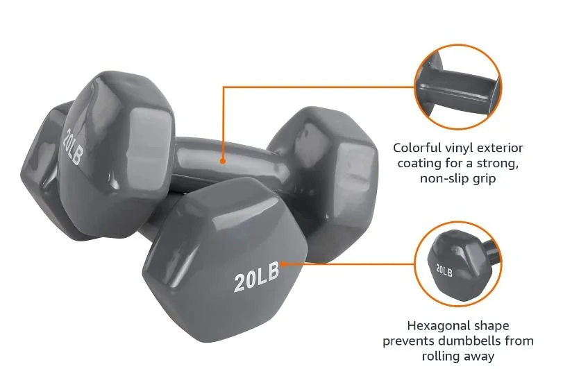 Basics Vinyl Coated Hand Weight Pair Set of 2 20lb Dumbbell