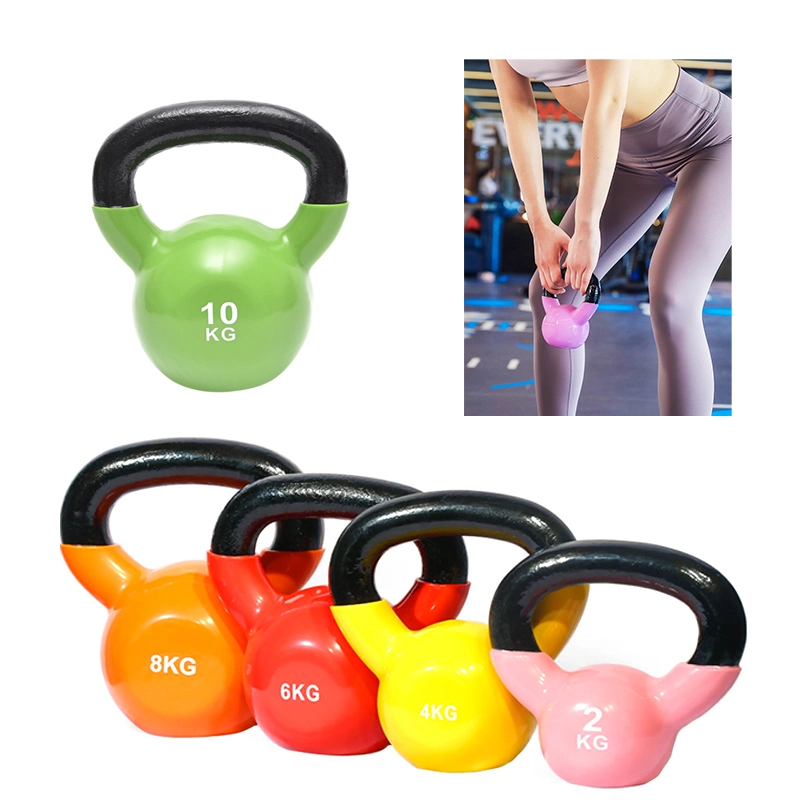 China Manufacture Wholesale Gym Fitness Vinyl Coated Kettlebells Color Vinyl Kettlebell