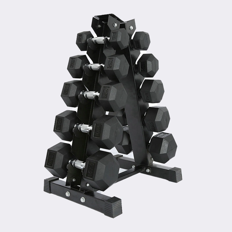 Portable Black Rubber Hexagonal Dumbbells Gym Use Hex Dumbbell Set for Sale