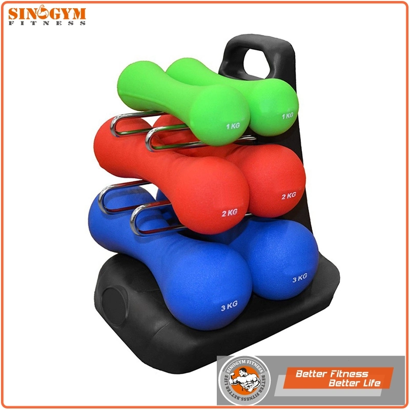 6/9/12/15kgs Ergonomic Neoprene Dumbbell Set with Stand Rack