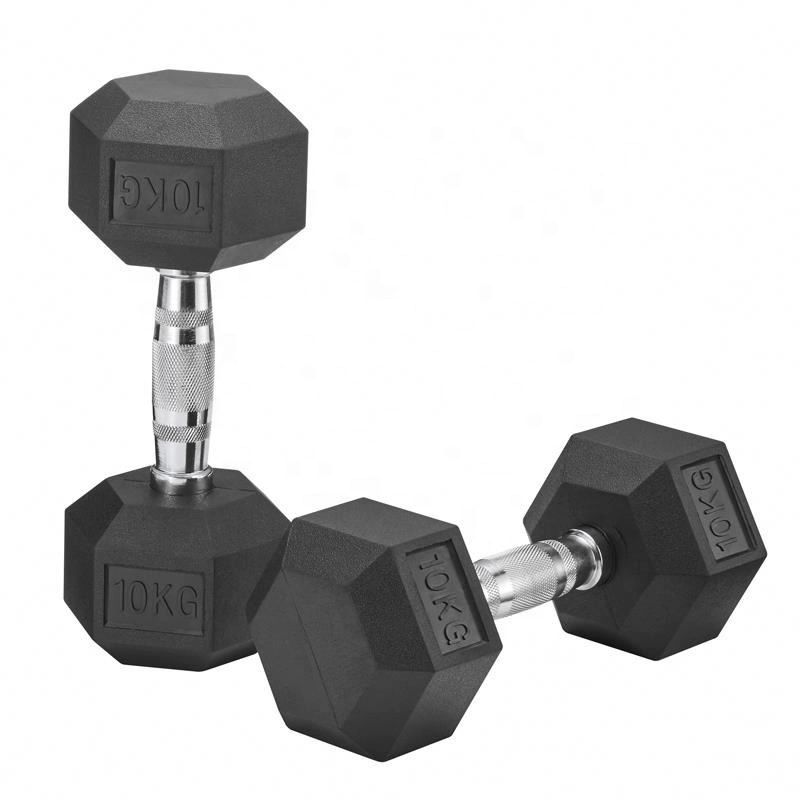 Gym Equipment Indoor Fitness Dumbbell Hex Dumbbell Rubber Dumbbell