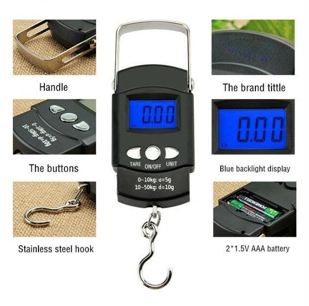 Luggage Scale Digital, Handheld Fish Weight Scale with Hook for Fishing, 110lb/50kg
