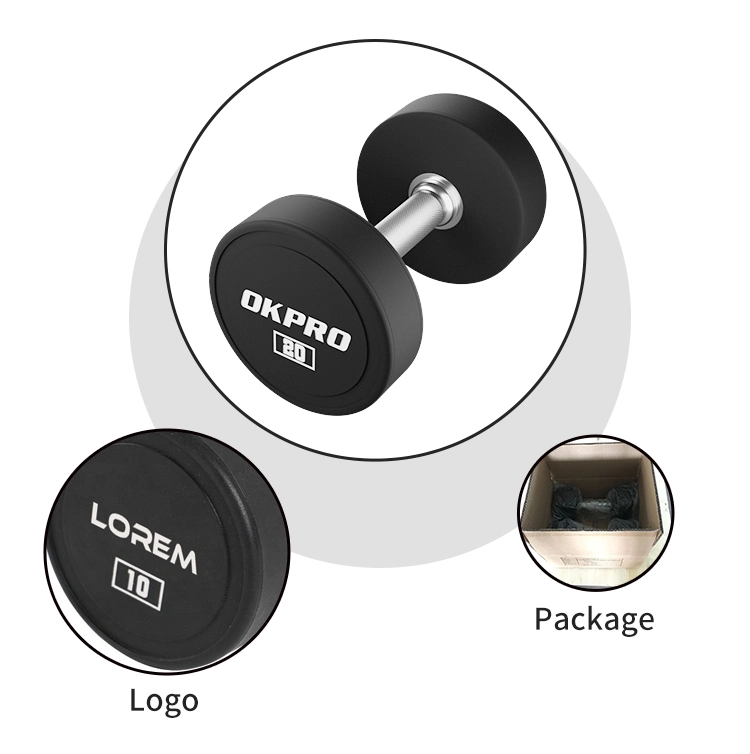 Wholesale Customizable Weight Lifting Round Dumbbell Sports Gym Equipment Rubber Dumbbell