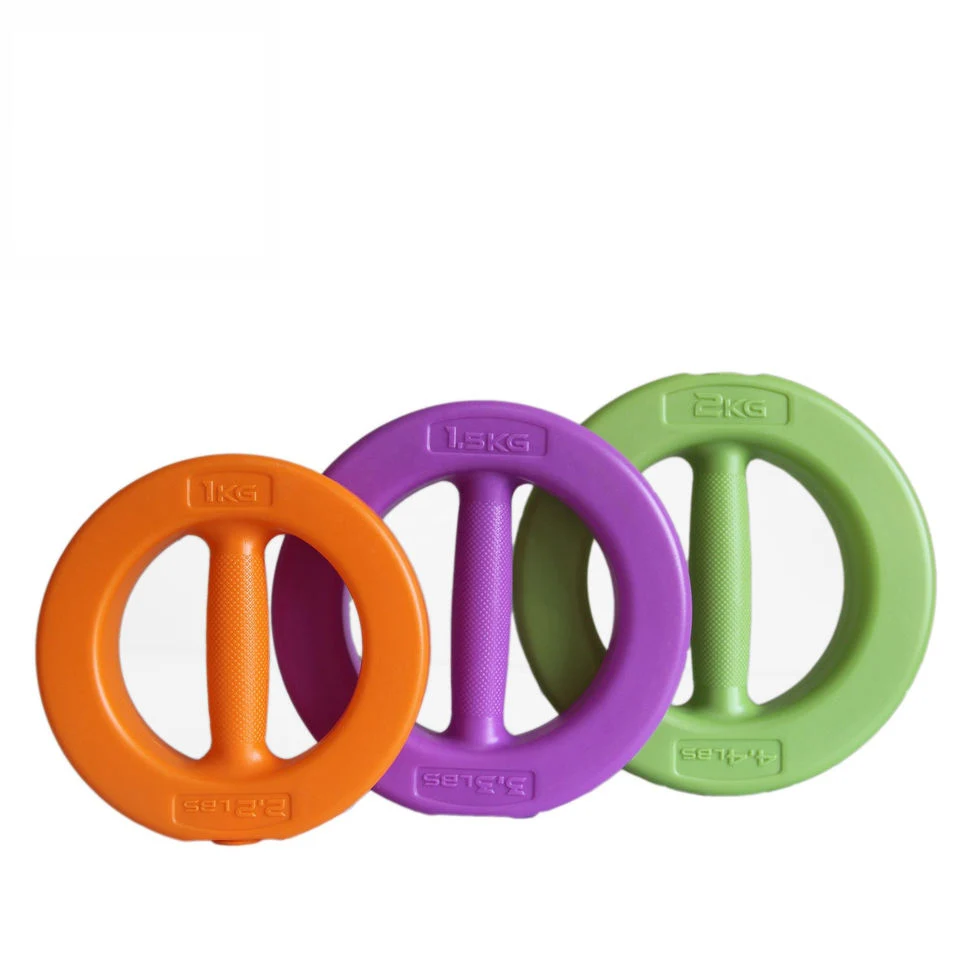 Wholesale Colored Cement Dumbbells PP Friendly Plastic Ring Dumbbell Plate