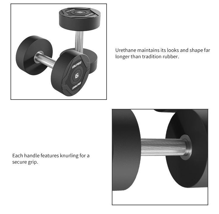 Black Rubber Dumbbells Gym Use 10 Kg 40kg 50kg Round Dumbbell Set for Sale