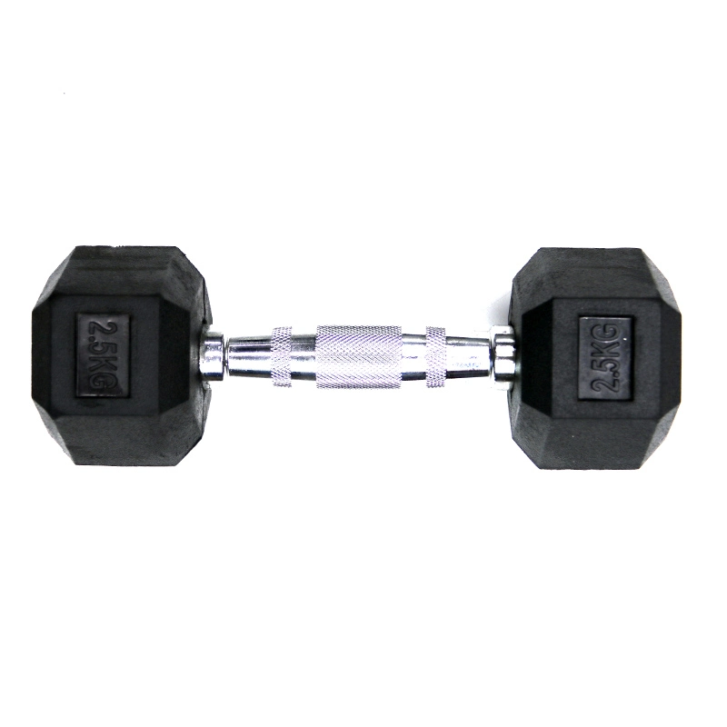 Black Rubber Coated Hex Dumbbell