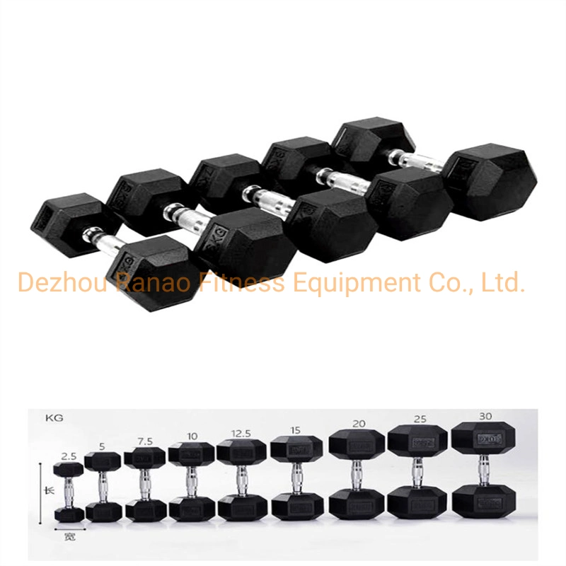 Factory Direct Sale Home Gym Power Training Equipment Hex Rubber Dumbbell Set