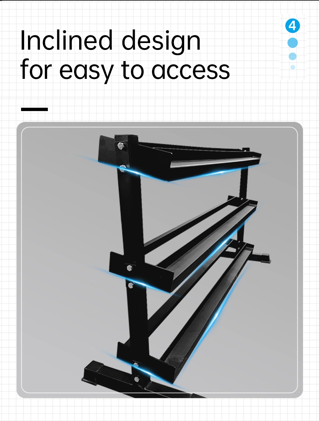 Safety Home Gym Equipment Three Layers Heavy Duty Dumbbell Stand