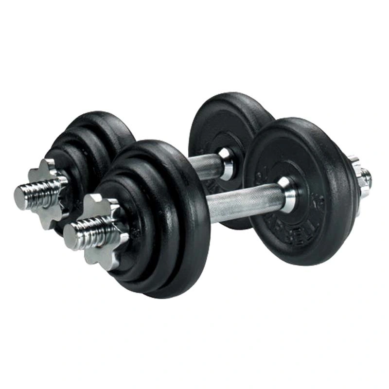 20kg Adjustable Black Painted Cast Iron Dumbbell Set