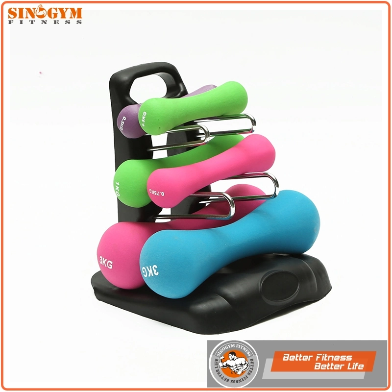 6/9/12/15kgs Ergonomic Neoprene Dumbbell Set with Stand Rack