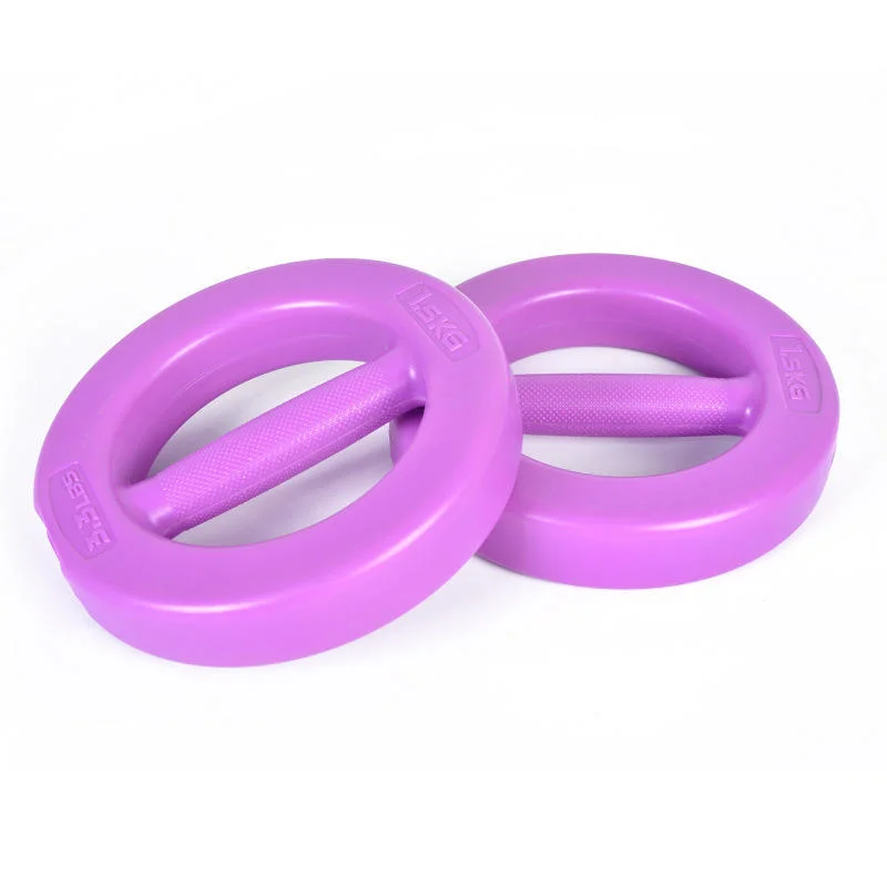 Wholesale Colored Cement Dumbbells PP Friendly Plastic Ring Dumbbell Plate