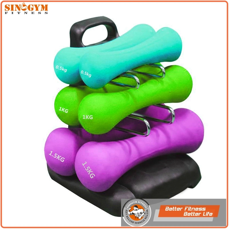 6/9/12/15kgs Ergonomic Neoprene Dumbbell Set with Stand Rack