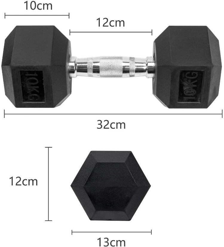Wholesale Rubber Hex 10kg Dumbbell Set Strength Gym Fitness Equipment Hexagonal Dumbbell