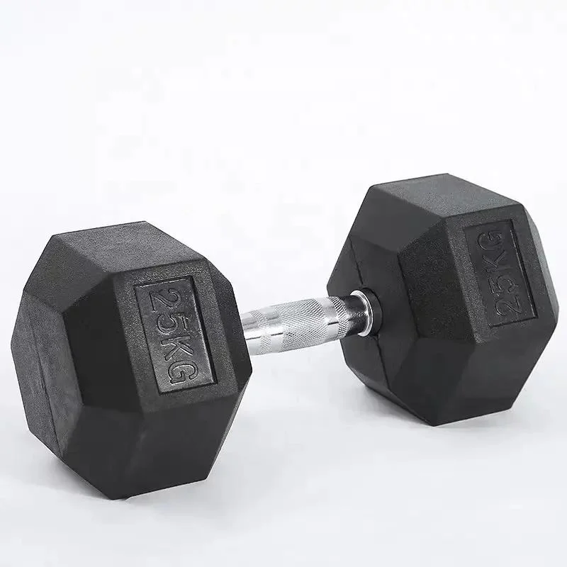 Rubber Coated Dumbbells Free Weight Fitness Hexagonal Hex Dumbbell