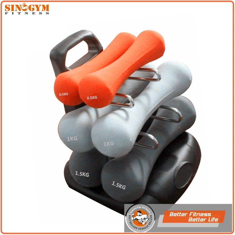 6/9/12/15kgs Ergonomic Neoprene Dumbbell Set with Stand Rack