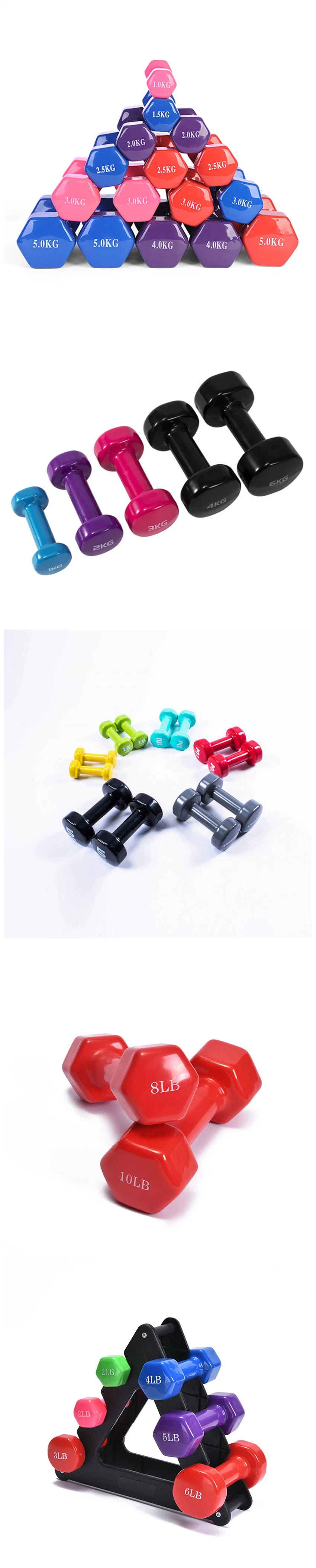 Hexagonal Shape Colorful Vinyl Dumbbell Neoprene Home Use Dumbbells Sets