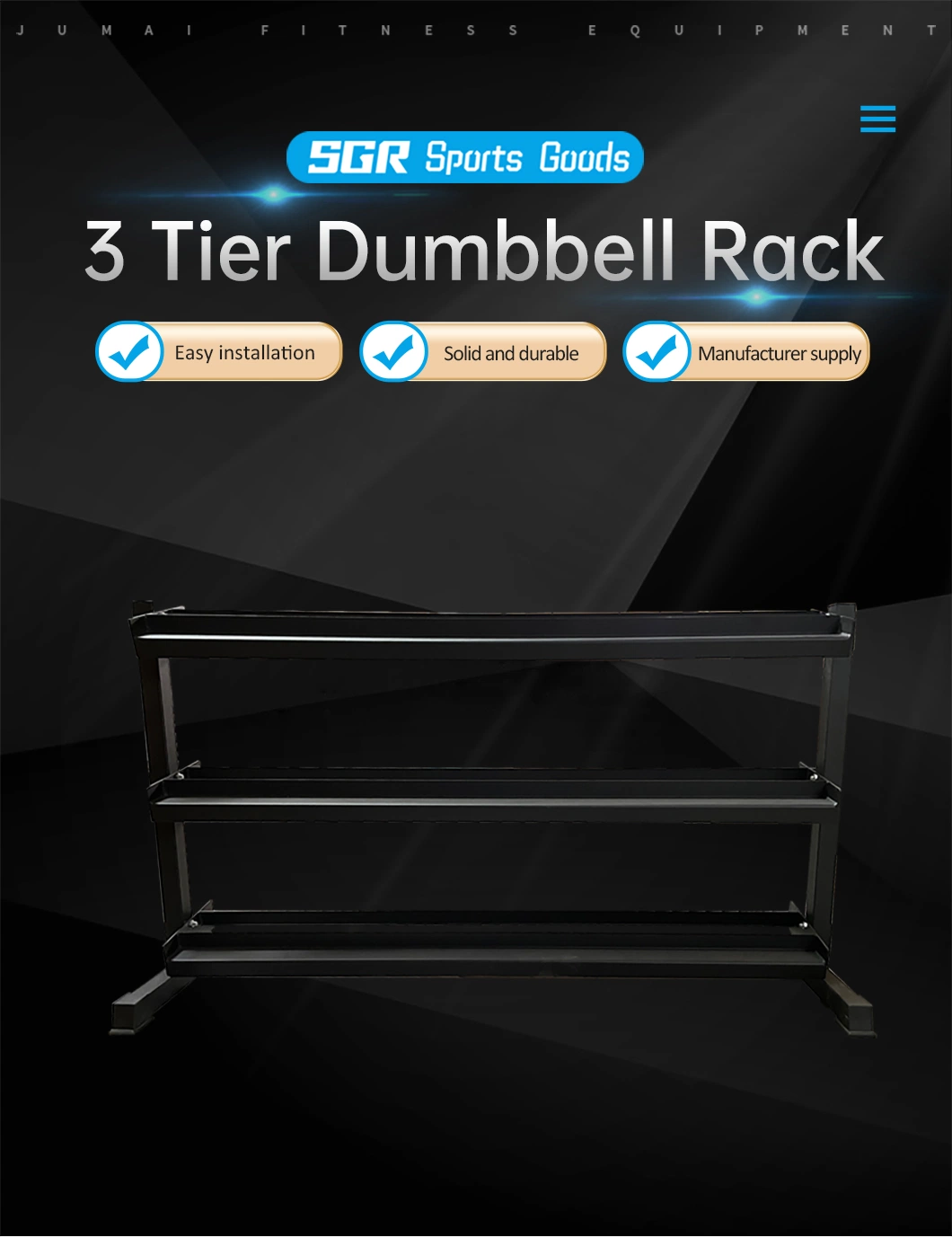 Safety Home Gym Equipment Three Layers Heavy Duty Dumbbell Stand