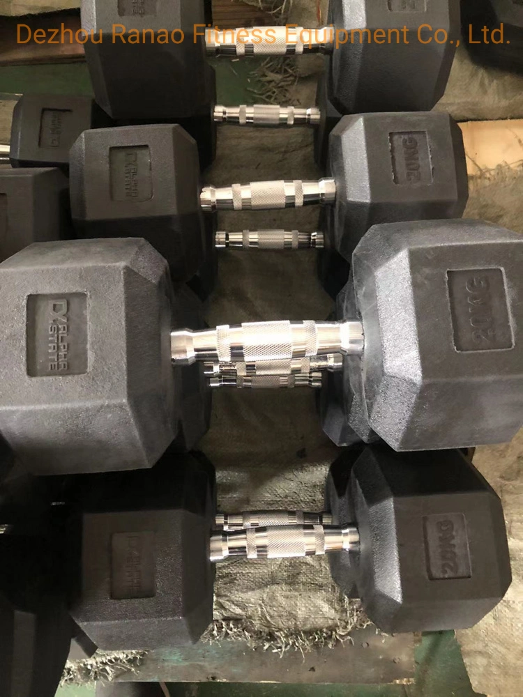 Gym Used Factory Customized Logo Cheap Kg &amp; Lb Hex Rubber Dumbbell