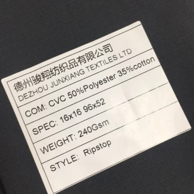  CVC Water Proof Ripstop Fabric for Pants Clothing