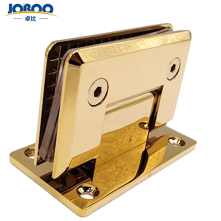 Joboo Zb510 Beveled Customizable Chrome Satin Brass Wall Mount 90 Degree Tempered Glass Door Hinges Connector Bathroom Accessories