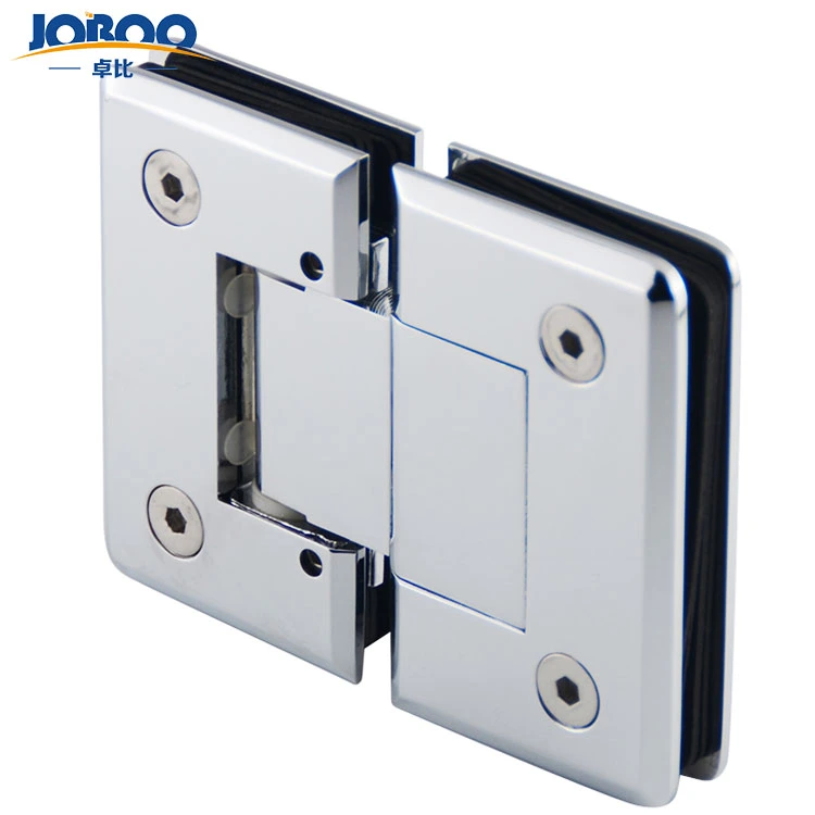 Joboo Zb551 Adjustable Customizable Chrome Satin Brass Glass Mount 180 Degree Tempered Glass Door Connector Hinges Bathroom Accessories